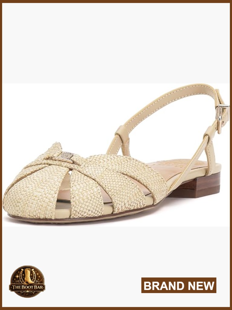Vince Camuto Cacey Women's Flat Sandals Textile Leather Slingback Almond Toe